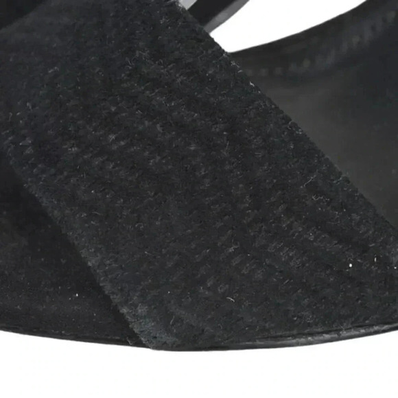 Aldo  Suede Ankle Strap Block Heel Black Strappy Sandal Open Toe Size 7.5 - Picture 5 of 11